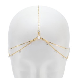 GORGECRAFT Goldene Kopfkette Boho Kristall Kopfschmuck Mehrlagig Funkelnde Strass Stirnbandkette Mit Kristallanhängern Für Hochzeitszeremonie Abschlussball Party Braut Brautjungfer Frauen Haarschmuck