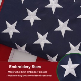SYII American Flag 2x3 Ft Outdoor Made in USA, Luxury Embroidered Stars and Double Stitched Sewn Stripes, Heavy Duty Polyester US Flags with Canvas Header and 2 Brass Grommets