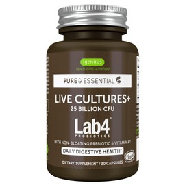 Igennus Probiotics & Prebiotic, Lactobacillus Acidophilus & Bifidobacterium, Gut Health Support, Live Cultures+ Lab4, Guaranteed 25 Billion CFU, for Women & Men, Non-Bloating, Non-GMO, 30 Capsules