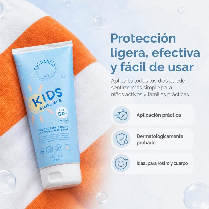 OH! GANICS - Bloqueador Mineral en Crema Kids 250 gr
