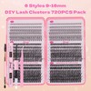 Bransfy 3 Styles 720pcs Lash Clusters Kit DIY Lash Extension