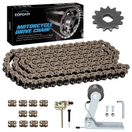 EOPOAYI 25H Chain 132 Link & Chain Tensioner Replacement for Razor MX350 MX400 SX350 ZR350 Dirt Rocket Bike RSF350 Electric Sport Bike Heavy Duty Parts with Chain Breaker 13T Motor Sprocket