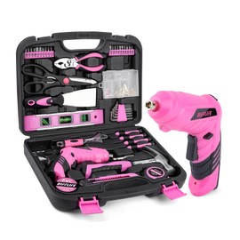 DIFFLIFE Pink Power-Screwdrivers Tool Set for Women,3.6V Power Screwdriver Cordless Rechargeable Tool Kit 143-Piece Electric Screwdriver Cordless Tool Set Pink 143PCS Tool Box