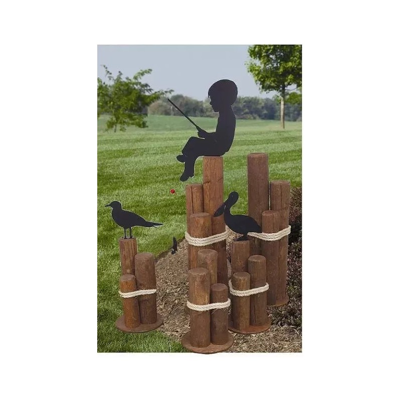 Amish Handmade Nautical Large Pier Post Decoration with Rope