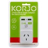 Korjo US USB Adaptor Australia, 2X USB Sockets, 1x AUS/NZ