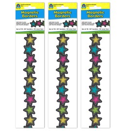 Teacher Created Resources Chalkboard Brights Stars Magnetic Border, 24 Feet Per Pack, 3 Packs