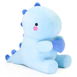 LXSLFY Dinosaur Plush Toy, Cute Soft Dinosaur Plush Toy with Heart Shape, Suitable for Valentine's Day, Cute Anniversary Birthday Gift for Girl Boy (Blue)