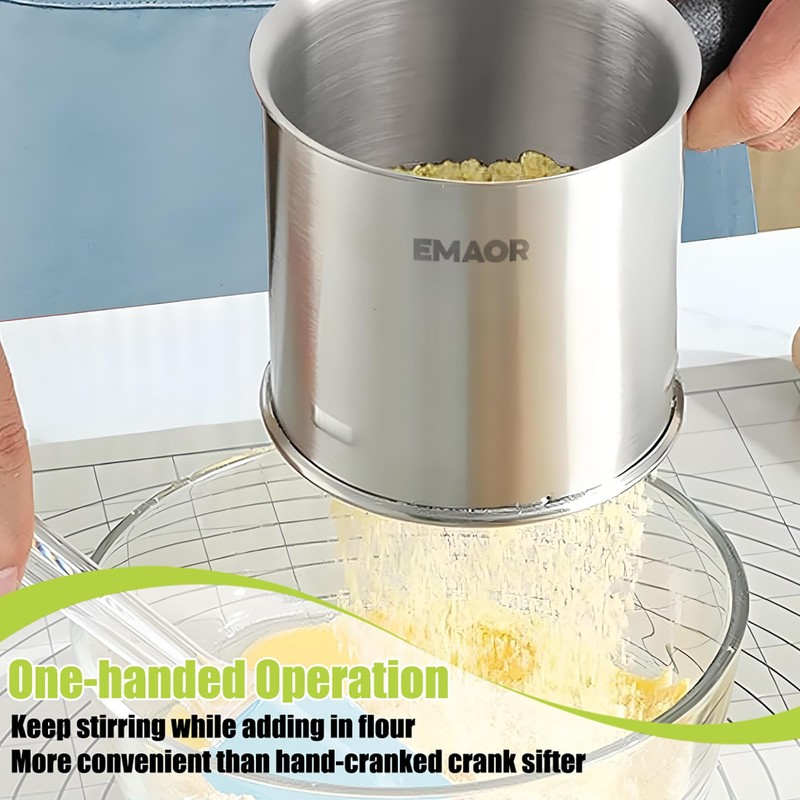Flour Sifter for Baking,Thickened Premium Stainless Steel Flour Sifter with