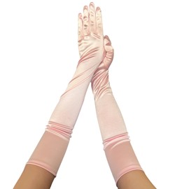 krautwear Women's Satin Evening Gloves (52 cm) in Many Colours (1, Rose, One Size)