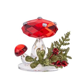 Ganz Kissing Krystals Mistletoe Krystal Mushroom Figurine, Red