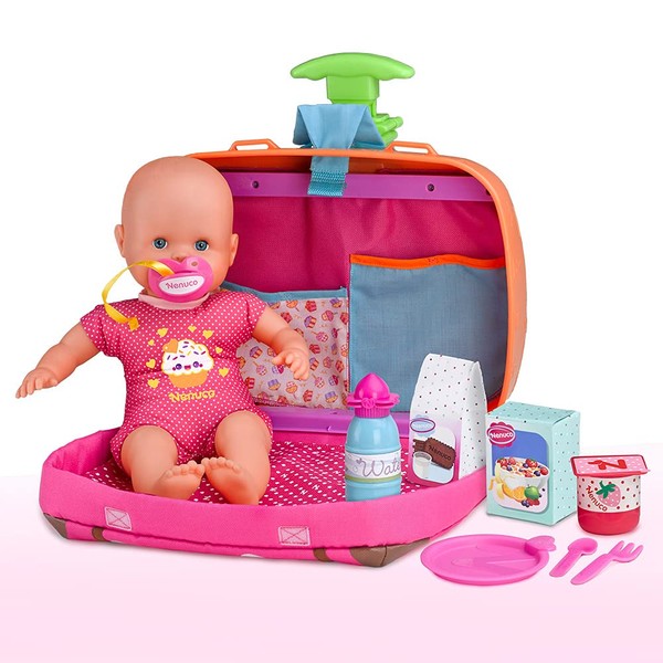 Nenuco Always Play with Me Baby Doll with Travel Bag 2 in 1, Baby Accessories, 14" Doll