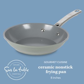 Sur La Table Kitchen Essentials 8 Inch Fry Pan PFA Free Titanium Ceramic Nonstick Interior Forged Aluminum Cookware Frying Pan - Green - Induction Compatible