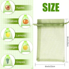 CSGHMM 60PCS Fruit Protection Bags with Drawstring,Reusable fruit tree netting bird protection, Breathable Mesh Netting Bags for for Apples, Oranges, Lemons, Mangoes (6x8")