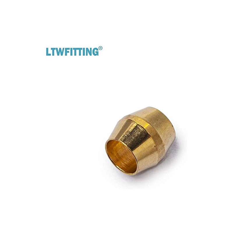 LTWFITTING 1/8-Inch Brass Compression Sleeves Ferrels,Brass Compression Fitting(Pack of 50)