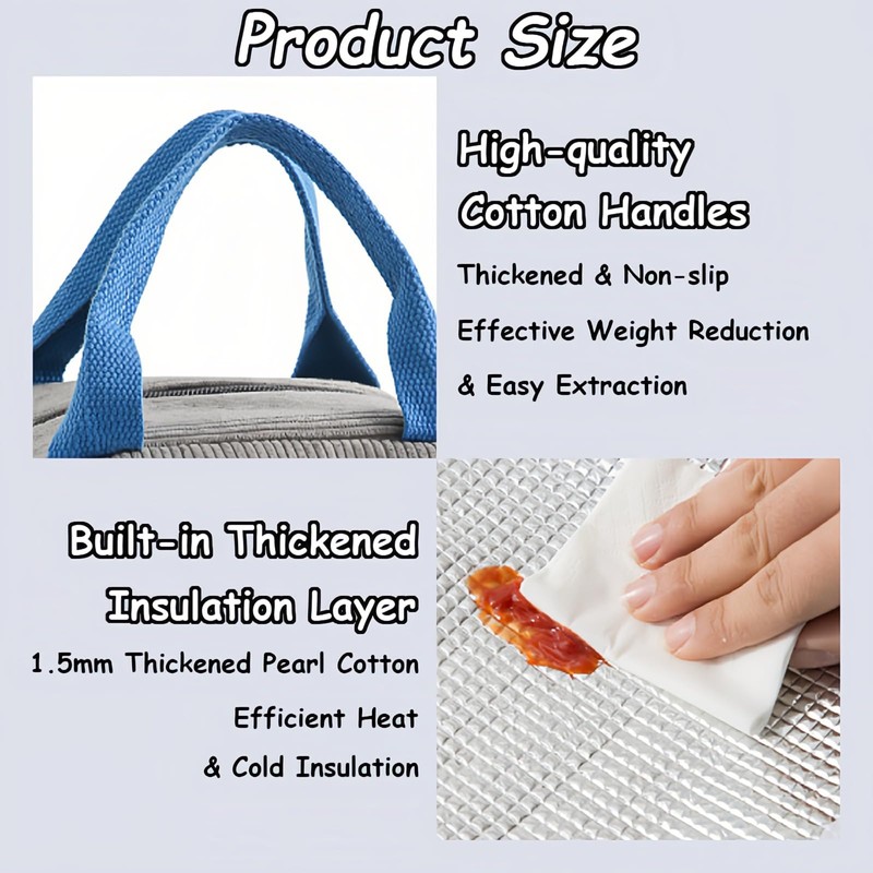 Taoluwin Insulated Lunch Bag, Corduroy Thermal Lunch Tote Bag with