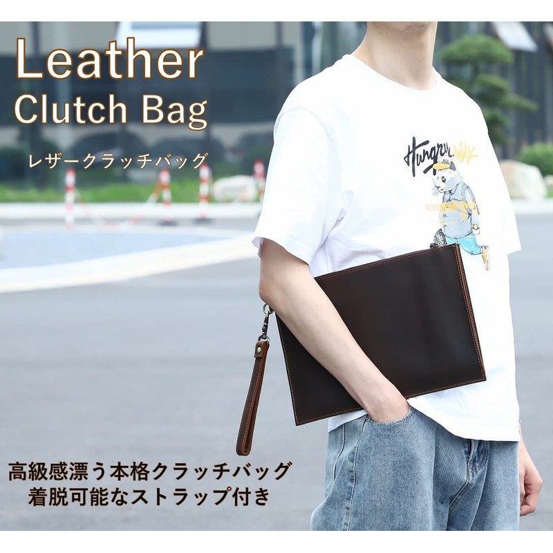 GRANVEL Clutch Bag, Second Bag, Men's, Genuine Leather, For Weddings,