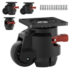 TESUMI Heavy Duty Leveling Casters Set of 4, 2200LBS Load Capacity Adjustable Leveling Feet, Retractable Swivel Industrial Plate Casters for Workbench, Machine, Equipment & Furniture, 2 Inch, T60