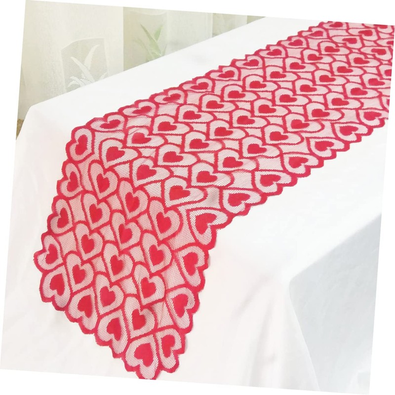 Mikinona 2pcs Elegant Valentine's Day Table Cover Heart Pattern Tablecloth
