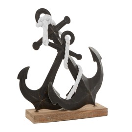 Deco 79 Metal Anchor Decorative Sculpture Home Decor Statue, Accent Figurine 15" x 5" x 16", Black