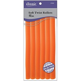 Annie Soft Twist Rollers, Orange, 10 Inch, 12 Count