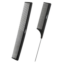 Professional Black Carbon Fiber Hair Cutting Comb，Fine Tooth Hair Barber Comb for All Hair Types（2Pcs,Black）