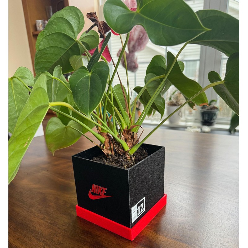 Antho3D Shoebox-Style Planter Pot (Black, White and Red) Indoor Outdoor