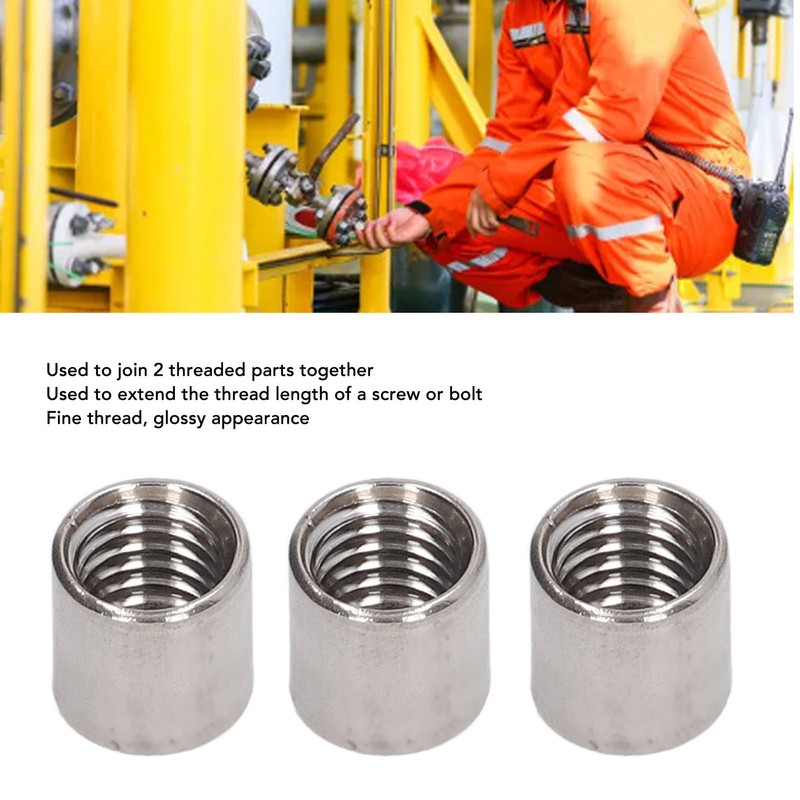 50Pcs Coupling Nut Round 304 Stainless Steel Rod Connector Nut