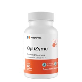 Enzimas Digestivas con Probióticos y Prebióticos 300 mg +Inulina - 60 Cápsulas - 3 Billones CFU - OptiZyme - Suplemento Alimenticio con Lactasa, Brome