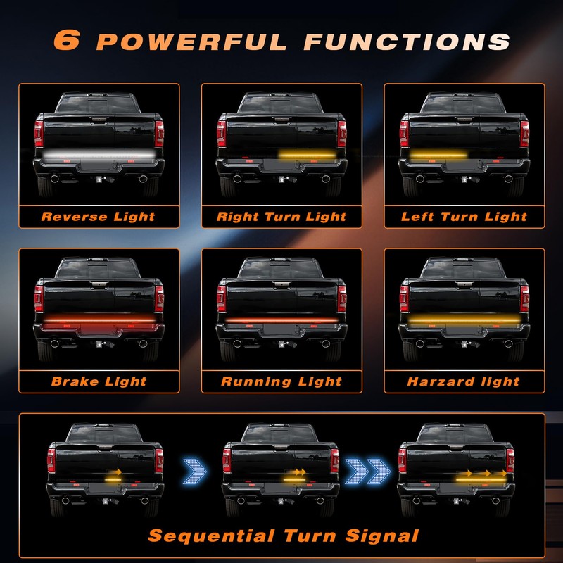AMEXMART 60 Inch Tailgate Light Bar, Aluminum Frame Triple Row
