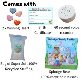 Rainbow Monkey Plush Soft Toy - Build your own Teddy Bear Making Kit - no sew… (16"/40cm Kit with Recorder)