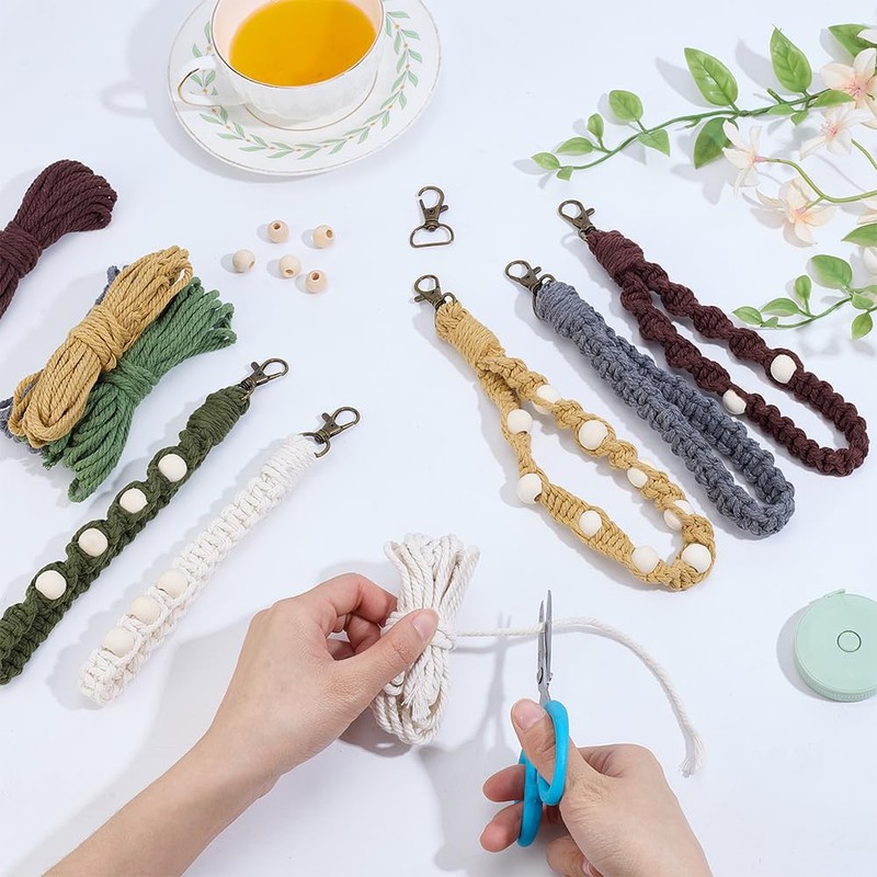 INFUNLY 5 IN 1 DIY Makramee Schlüsselanhänger Set Für Anfänger