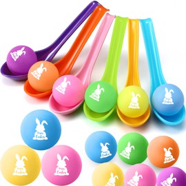 JellyArch 24 Set Easter Egg Spoon Race Game Sets for Kids, Easter Game Spoon Relay Race Toy Set for Family Activity Indoor Outdoor Easter Decorations Holiday Party Favors Birthday Supplies(Bunny)