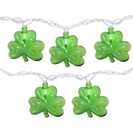 Shamrock String Lights, 8.5Ft St Patrick's Day Decorations String Lights with 10 Clover Lights, Connectable Shamrock Indoor Fairy Lights for St Patrick's Day Party Irish Holiday Garden Decor, White