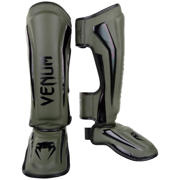 VENUM Elite Stand Up Shin Guards - Elite (Khaki/Black) (XL)