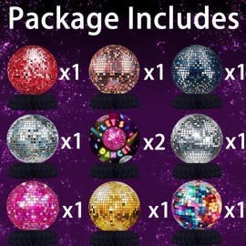 Disco Party Decorations - Neon Dance Honeycomb Centerpieces for Kids' Disco Birthday and Baby Shower Table Decor