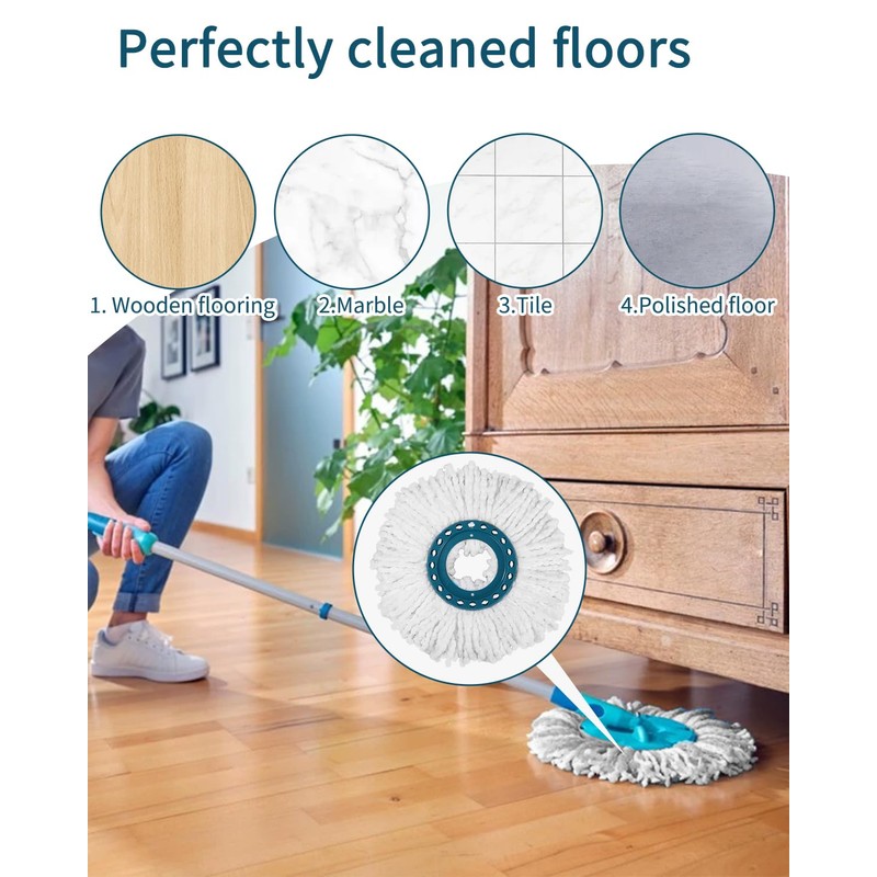 Pack of 2 Replacement Head Disc Mop, Microfibre Replacement Mop