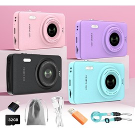 W&O Digital Camera,Portable CCD Cameras Gifts,HD Digital Video Cameras Toddler,Portable Toy 3-10 Ages Girls Boys,32GB TF Card Rechargeable Wireless - Color: Q3-PINK