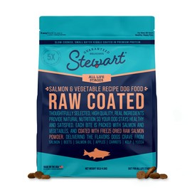 Stewart Raw Coated Dog Food, Salmon & Vegetable Recipe, 10 Pound Bag, Freeze Dried Salmon Powder Coating