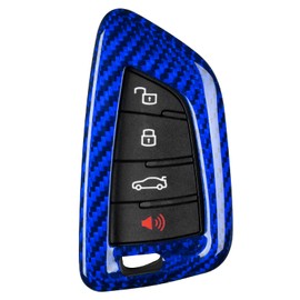T-carbon Key Fob Cover Compatible with Toyota Supra GR A90 A91 MK5 2019-2025, Real Glass Fiber Smart Remote Key Fob Case Compatible with Toyota Supra Accessories, Blue