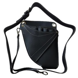 3D Crystal 8 Pockets Hairdresser Scissor Leather Bag, Salon Barber Hairdressing Scissor Pouch Holster Hair Stylist Tools Bag with Waist Shoulder Belt for Comb, Clip, Shear