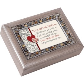 Cottage Garden Someone Special Like Wine Brushed Pewter Jewelry Music Box Plays Wonderful World
