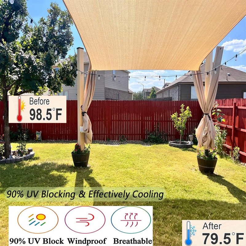 Junflying 90% Shade Cloth 12x24 FT, UV-Resistant, Breathable Sun Shades