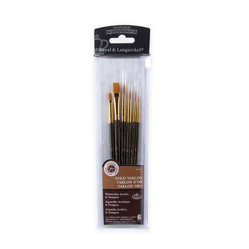 Royal Brush Langnickel Gold Taklon Brush Set Value Pack, 1-Script
