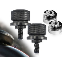KAPSING Pack of 2 Motorcycle Seat Screw, Bench Attachment Nuts Replacement, Knurled Screw with C-Clips Mounting Bolts Washer, Compatible with Harley, for Seat Screw (Black)