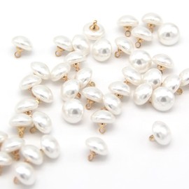 Botones de perlas de imitación blancas de semicírculo de seta de 10 mm para costura, camisas, faldas, vestidos de boda, decoración de joyas, manualidades (40 piezas de 10 mm)
