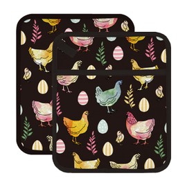 FREEBLOSS 2Pcs Rooster Pattern Pot Holders for Kitchen Cotton Potholder Heat Resistant Pot Holders Sets Oven Hot Pads Hot Pot Holder for Cooking Baking