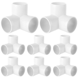 8 Pack 3 Way Pvc Fitting 1-1/2 inch Furniture PVC Fittings 3-Way Furnitures PVC Fittings 1 1/2 inch PVC Corner Fittings Connector for Building PVC Furniture Greenhouse Shed Pipe Fittings