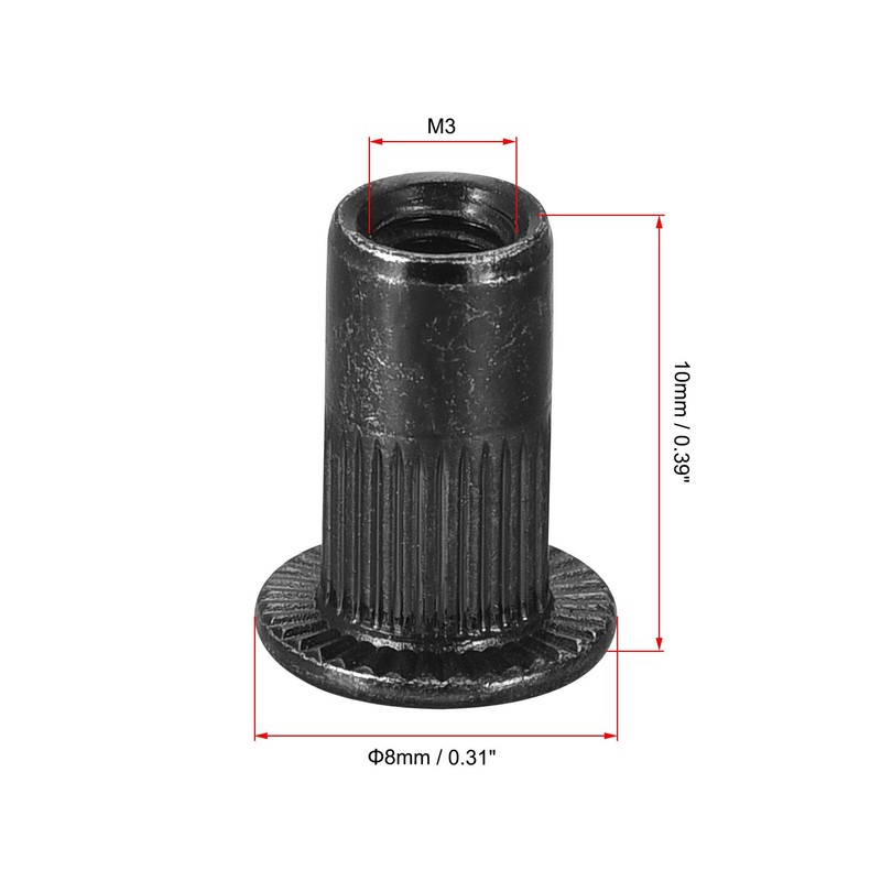 sourcing map M3 Rivet Nuts Carbon Steel Zinc-Plated Knurled Flat