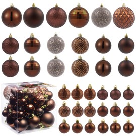 LANGXUN 36pcs Brown Christmas Tree Decorations Balls, Bolas De Navidad, 2024 Christmas Decor, Indoor Outdoor Shatterproof Christmas Ornaments, Xmars Party Wedding Suppiles