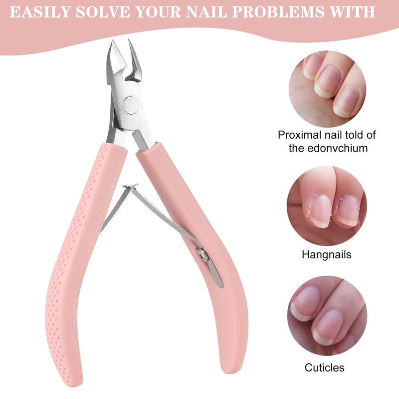 Arcjunys Set of 4 Cuticle Nippers with Cuticle Pusher Professional